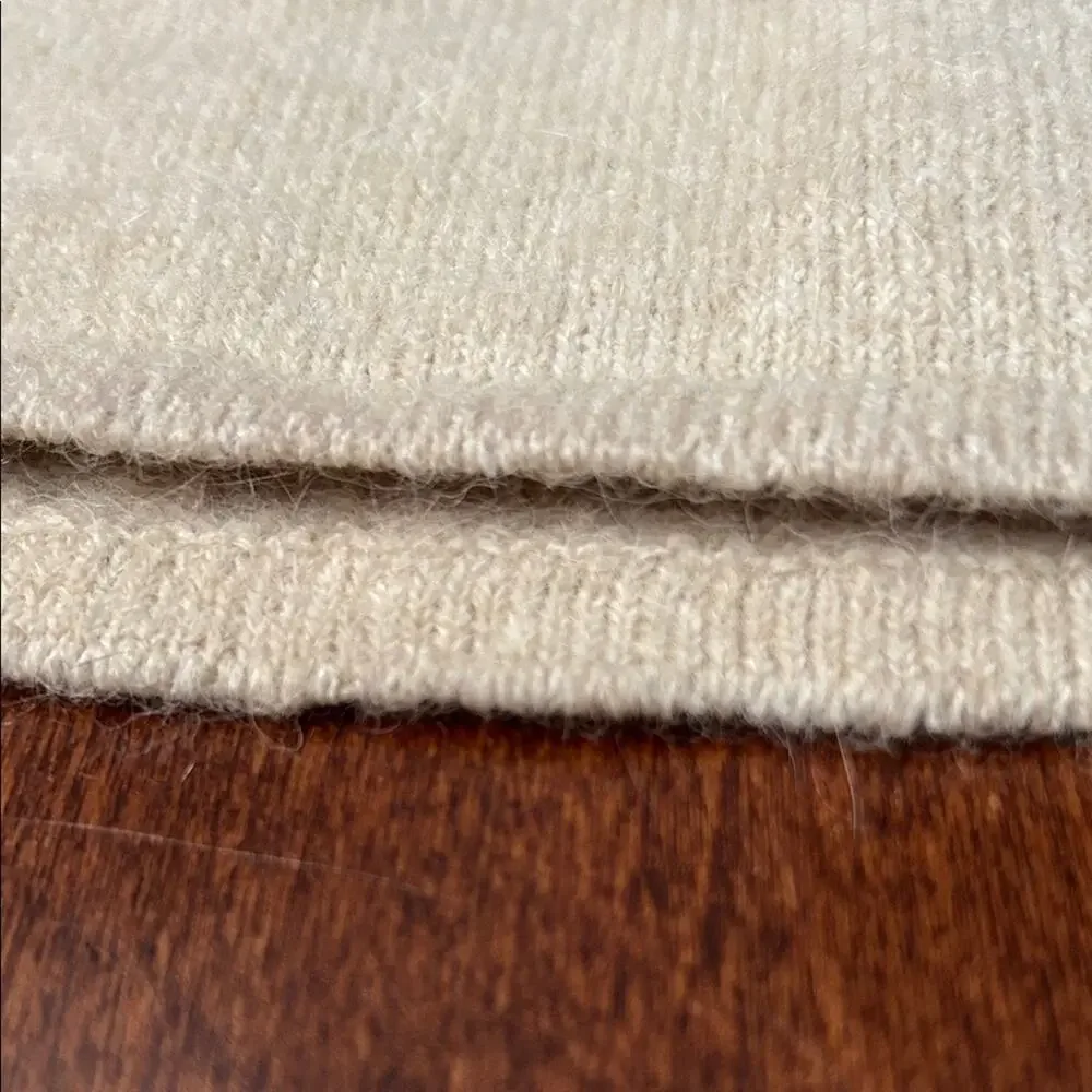 Mango Closet Staple Beige Tea Length Pencil Skirt, Wool Alpaca Blend, Size Med